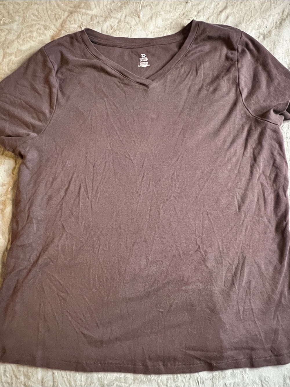 Bobbie Brooks V-Neck Cotton T-Shirt Women’s Size 1XL Chocolate Brown Casual